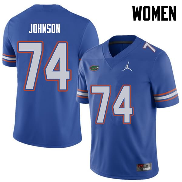 Women's NCAA Florida Gators Fred Johnson #74 Stitched Authentic Jordan Brand Royal College Football Jersey IUY0565UM